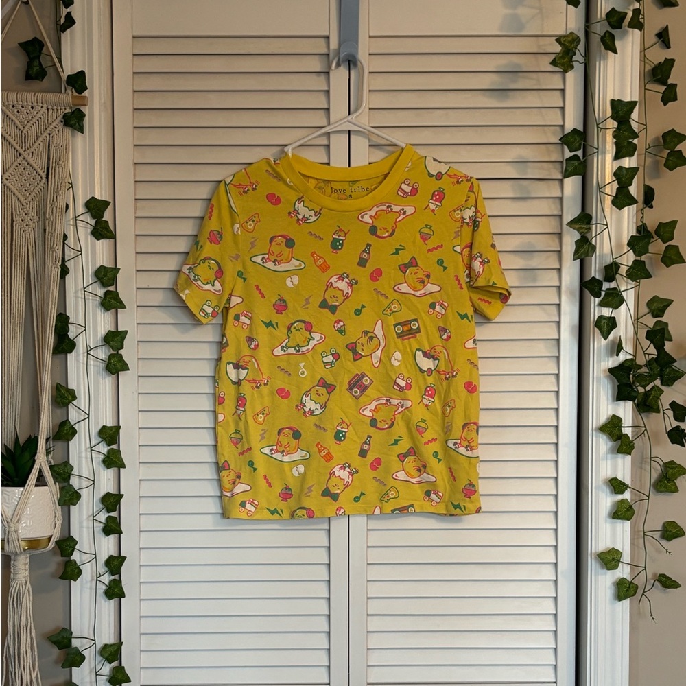 Love Tribe Yellow Tee with gudetama lazy egg print